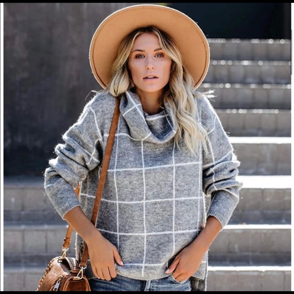 🍁Oversized Plaid Turtleneck Sweater🍁